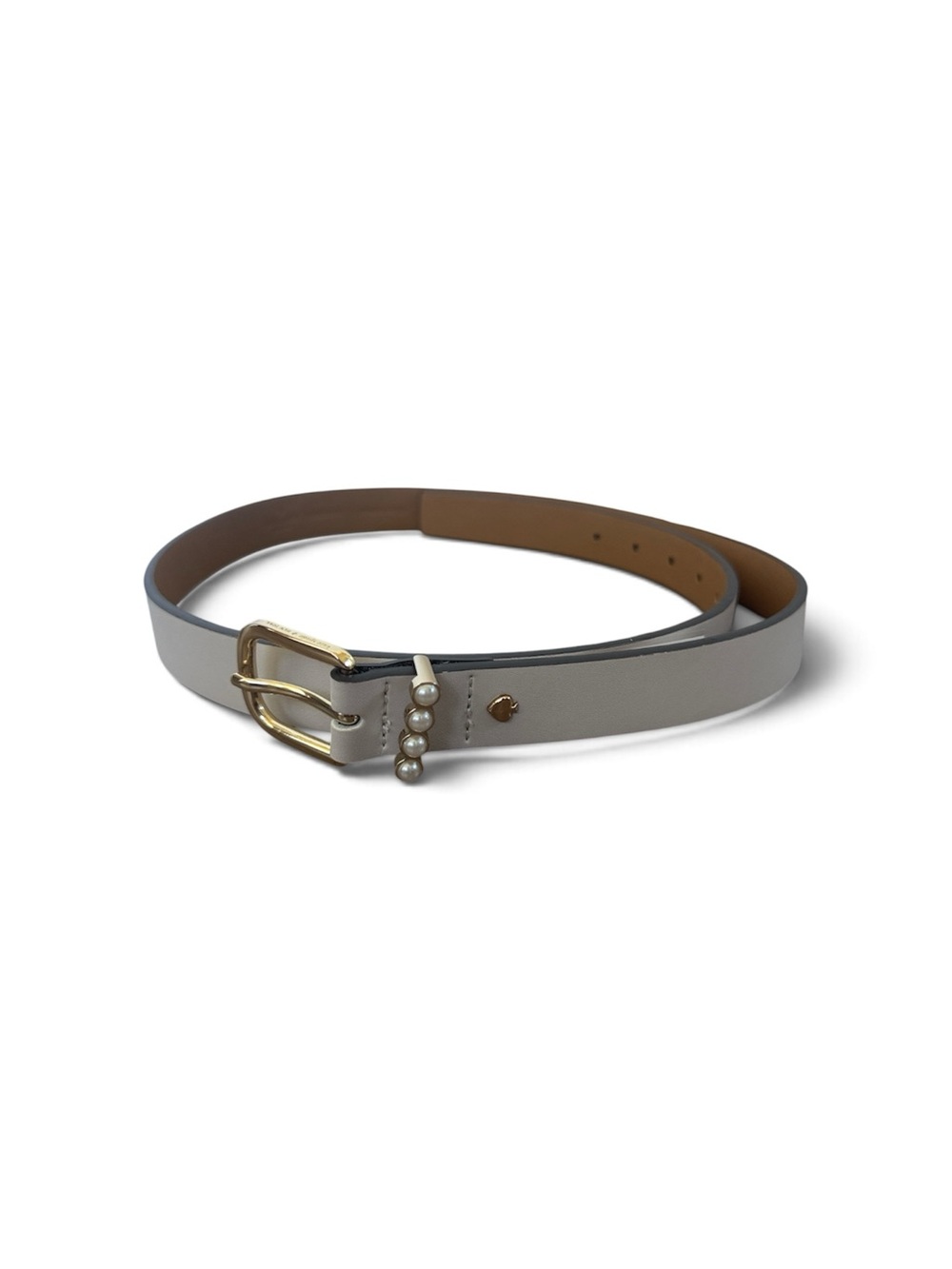 NWT Kate Spade cream faux pearl neutral leather 1 inch belt size Large